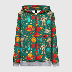Женская толстовка на молнии Космические персонажи