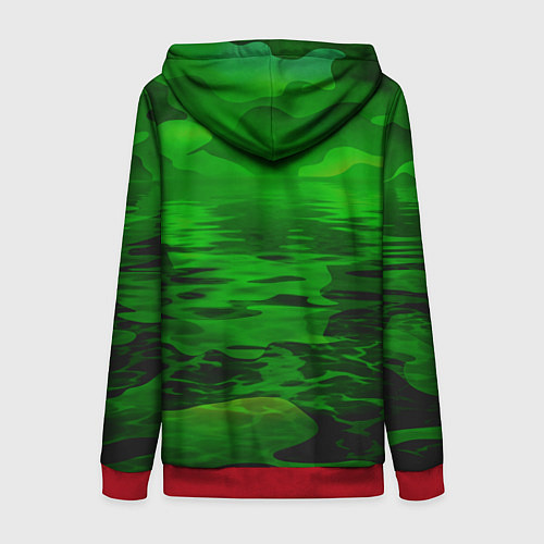 Женская толстовка на молнии Камуфляж с водой / 3D-Красный – фото 2