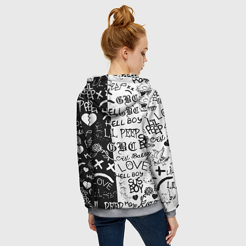 Женская толстовка на молнии Lii Peep pattern rap / 3D-Меланж – фото 4