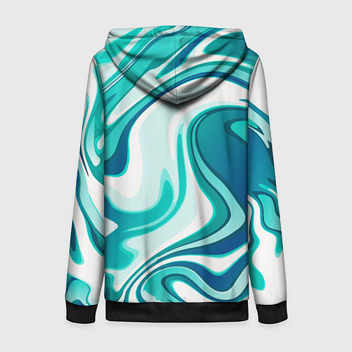 Женская толстовка на молнии Кислотно синий белый мраморный фон / 3D-Черный – фото 2
