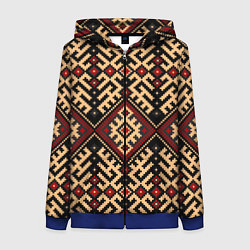 Толстовка на молнии женская Орнамент макошь, цвет: 3D-синий