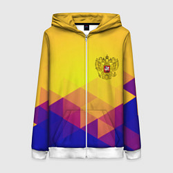 Женская толстовка на молнии Желтая геометрия - спорт Россия с гербом