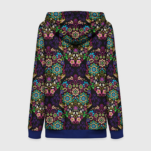 Женская толстовка на молнии Узорчатый черепной орнамент / 3D-Синий – фото 2