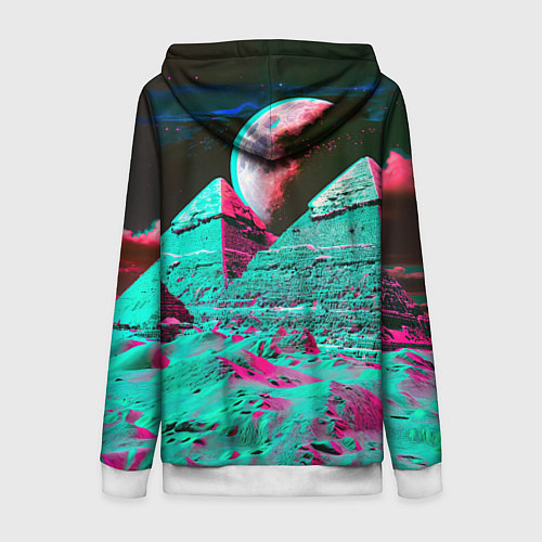 Женская толстовка на молнии Пирамиды и луна - стереоэффект / 3D-Белый – фото 2