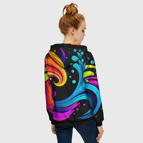 Женская толстовка на молнии Joy wave - ai art fantasy / 3D-Черный – фото 4