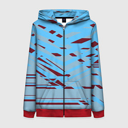 Толстовка на молнии женская Геометрическая абстракция сине голубого цвета, цвет: 3D-красный
