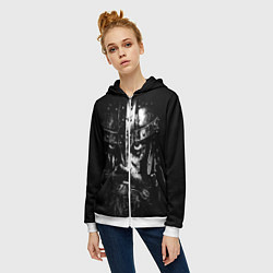 Толстовка на молнии женская Суровый викинг в железном шлеме, цвет: 3D-белый — фото 2