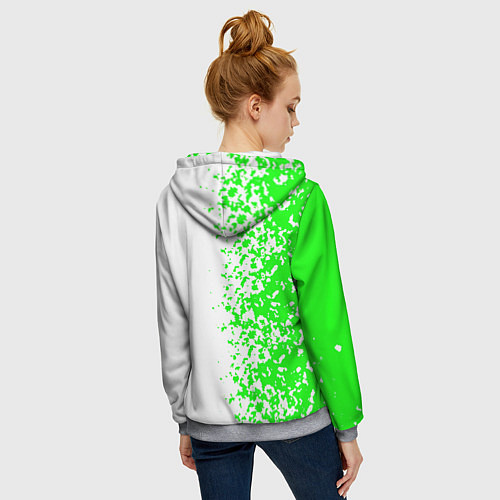 Женская толстовка на молнии Xbox кислотные зеленые краски / 3D-Меланж – фото 4