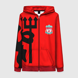 Толстовка на молнии женская Liverpool fc sport steel, цвет: 3D-красный