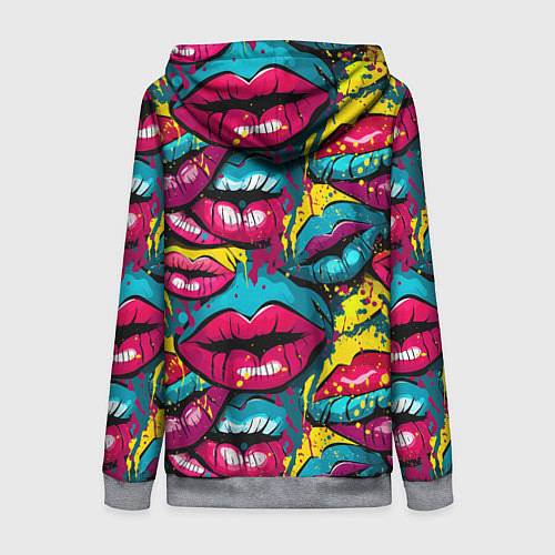 Женская толстовка на молнии Граффити губы женские с блеском / 3D-Меланж – фото 2