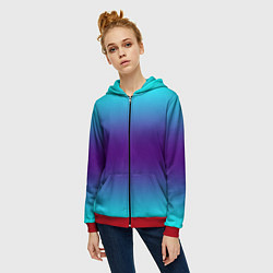 Толстовка на молнии женская Градиент из неона, цвет: 3D-красный — фото 2