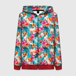 Женская толстовка на молнии Летний гавайский паттерн
