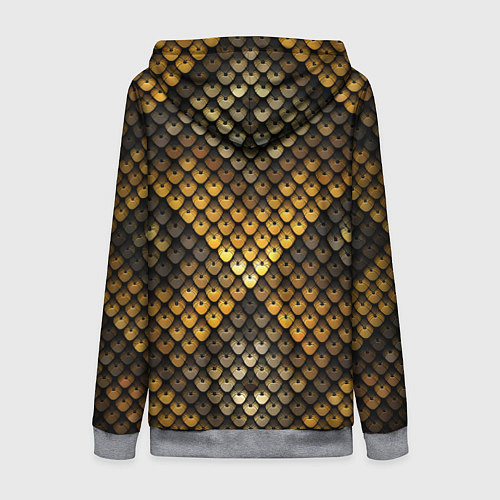 Женская толстовка на молнии Кольчуга - металлическая чешуя змеи / 3D-Меланж – фото 2