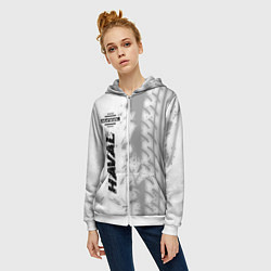 Толстовка на молнии женская Haval speed на светлом фоне со следами шин по-верт, цвет: 3D-белый — фото 2