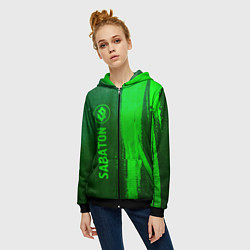 Толстовка на молнии женская Sabaton - green gradient по-вертикали, цвет: 3D-черный — фото 2