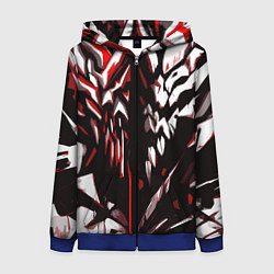 Женская толстовка на молнии White and red abstraction on a black background