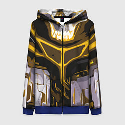 Толстовка на молнии женская Yellow stripes on a black and white background, цвет: 3D-синий