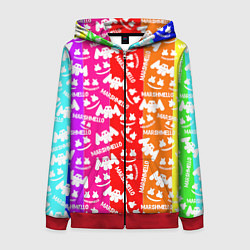 Женская толстовка на молнии Marshmello rainbow