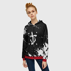 Толстовка на молнии женская Doom палач лого, цвет: 3D-красный — фото 2