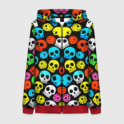 Женская толстовка на молнии Прикольный цветной паттерн из черепков - нейроарт