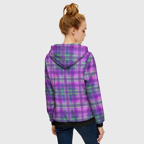 Женская толстовка на молнии Клетка в полоску / 3D-Черный – фото 4