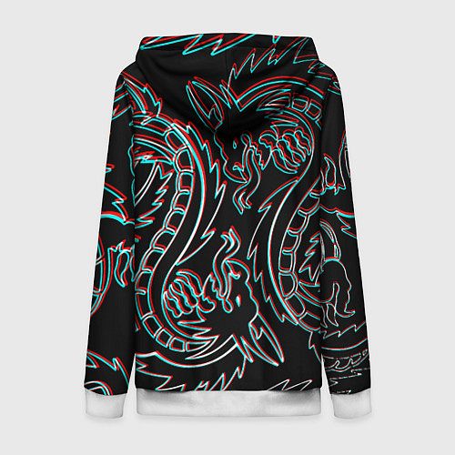 Женская толстовка на молнии Драконы глитч киберпанк / 3D-Белый – фото 2