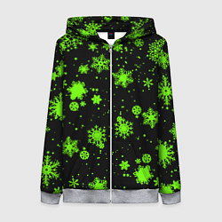 Толстовка на молнии женская Кислотные снежинки текстура, цвет: 3D-меланж