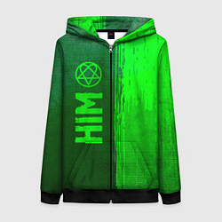 Толстовка на молнии женская HIM - green gradient по-вертикали, цвет: 3D-черный