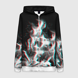 Женская толстовка на молнии Огонь глитч текстура