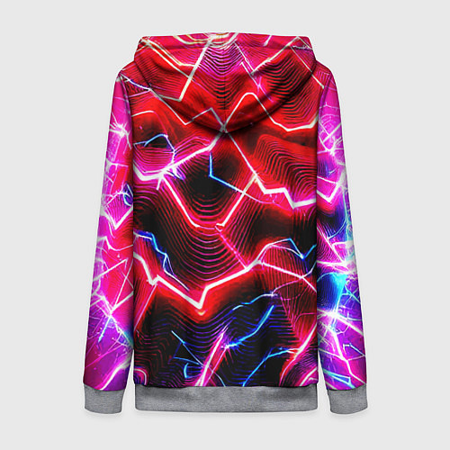 Женская толстовка на молнии Неоновые космические разряды - нейроарт / 3D-Меланж – фото 2