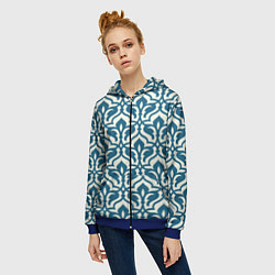 Толстовка на молнии женская Геометрический узор синий, цвет: 3D-синий — фото 2