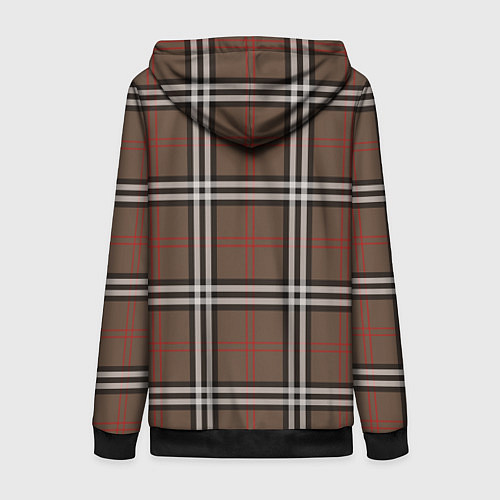 Женская толстовка на молнии Стильная клетка - шотландка / 3D-Черный – фото 2