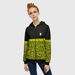 Толстовка на молнии женская BTS pattern kpop, цвет: 3D-черный — фото 2