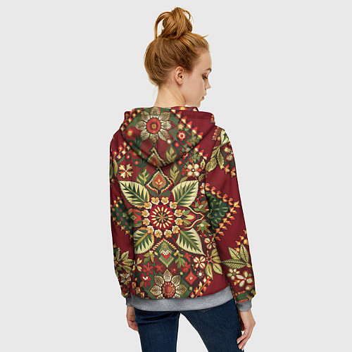 Женская толстовка на молнии Русские классические узоры и орнамент / 3D-Меланж – фото 4