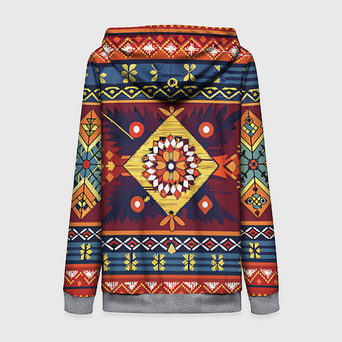 Женская толстовка на молнии Стиль советского ковра узоры и орнамент / 3D-Меланж – фото 2
