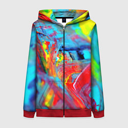 Женская толстовка на молнии Абстрактные краски неон