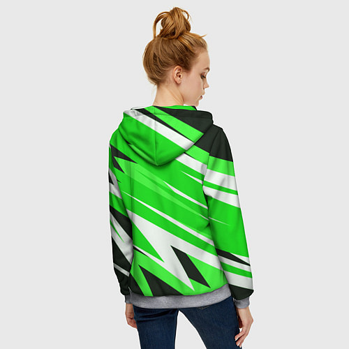 Женская толстовка на молнии Geometry stripes green / 3D-Меланж – фото 4