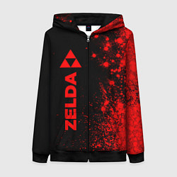 Толстовка на молнии женская Zelda - red gradient по-вертикали, цвет: 3D-черный