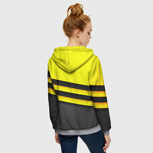 Женская толстовка на молнии Герб РФ геометрия линии / 3D-Меланж – фото 4