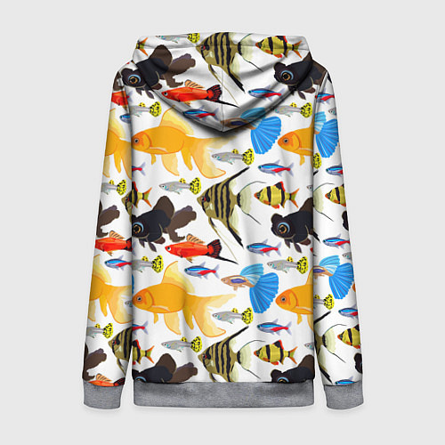 Женская толстовка на молнии Аквариумные рыбки паттерн / 3D-Меланж – фото 2