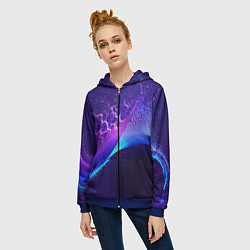Толстовка на молнии женская Неоновые краски всплеск, цвет: 3D-синий — фото 2