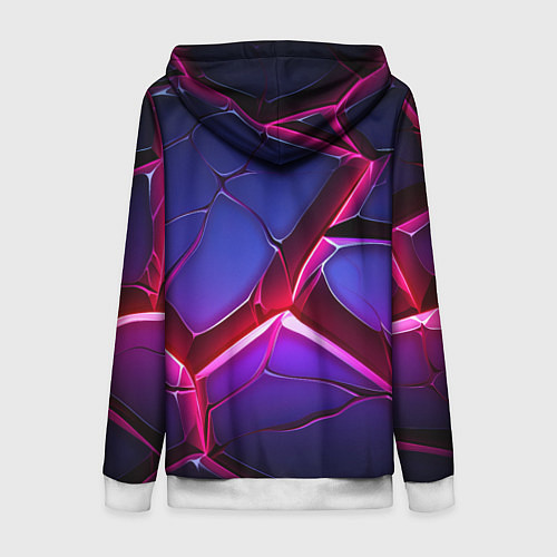 Женская толстовка на молнии Темные синие плиты и фиолетовый свет / 3D-Белый – фото 2