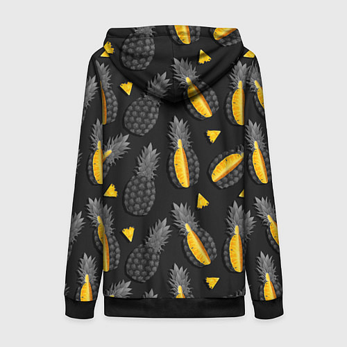 Женская толстовка на молнии Ананасный паттерн / 3D-Черный – фото 2