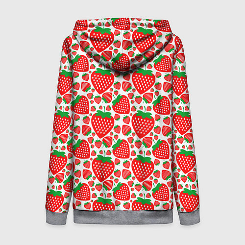 Женская толстовка на молнии Клубничный паттерн / 3D-Меланж – фото 2