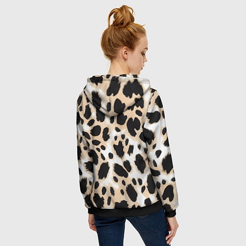Женская толстовка на молнии Леопард пятна / 3D-Черный – фото 4