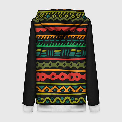 Женская толстовка на молнии Ethnic ornament on black / 3D-Белый – фото 2