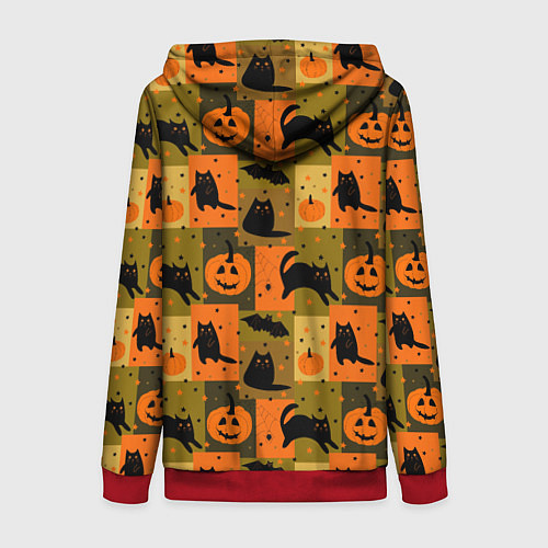 Женская толстовка на молнии Хэллоуин мозаика / 3D-Красный – фото 2