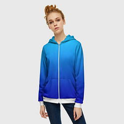 Толстовка на молнии женская Голубой градиент, цвет: 3D-белый — фото 2