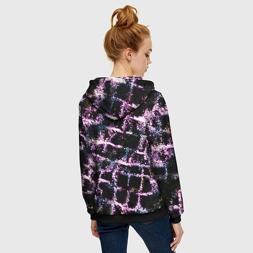 Женская толстовка на молнии Светящаяся розовая сетка / 3D-Черный – фото 4