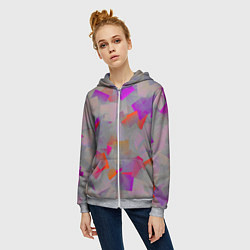 Толстовка на молнии женская Розово-фиолетовые осколки, цвет: 3D-меланж — фото 2